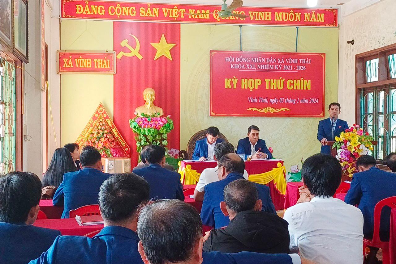 Hội đồng Nhân dân xã Vĩnh Thái, khóa XXI, nhiệm kỳ 2021 - 2026 tổ chức kỳ họp thứ IX